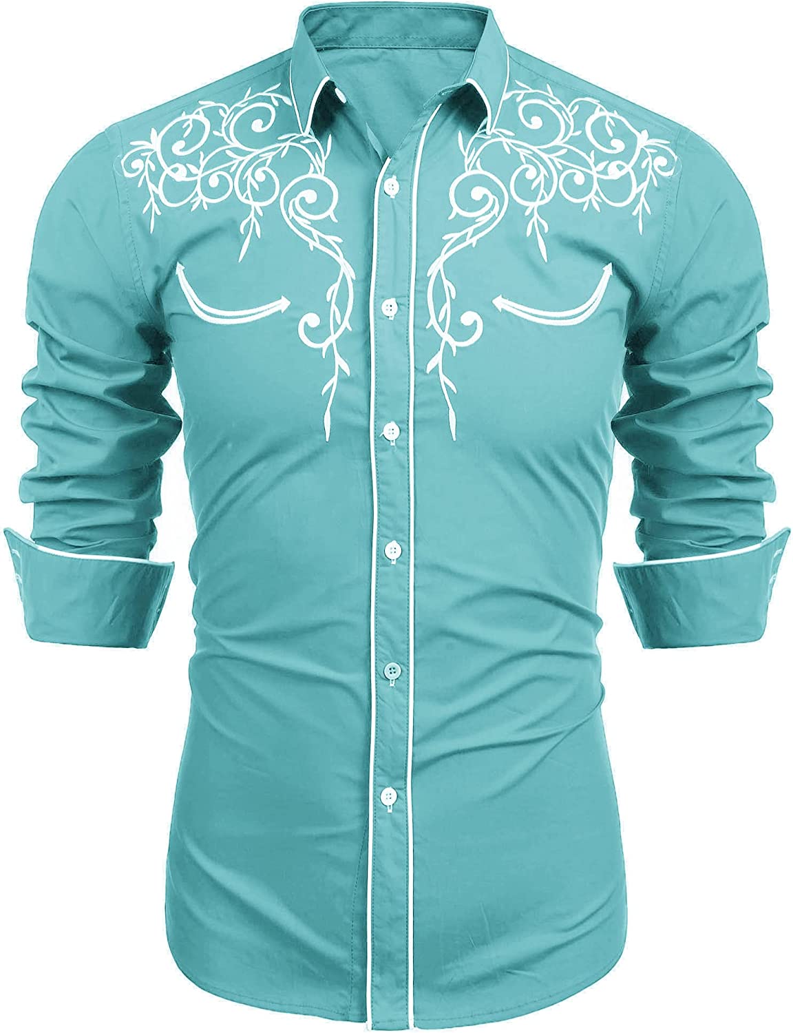 Camisa bordada de manga larga para hombre de COOFANDY, camisas informales de corte entallado con botones