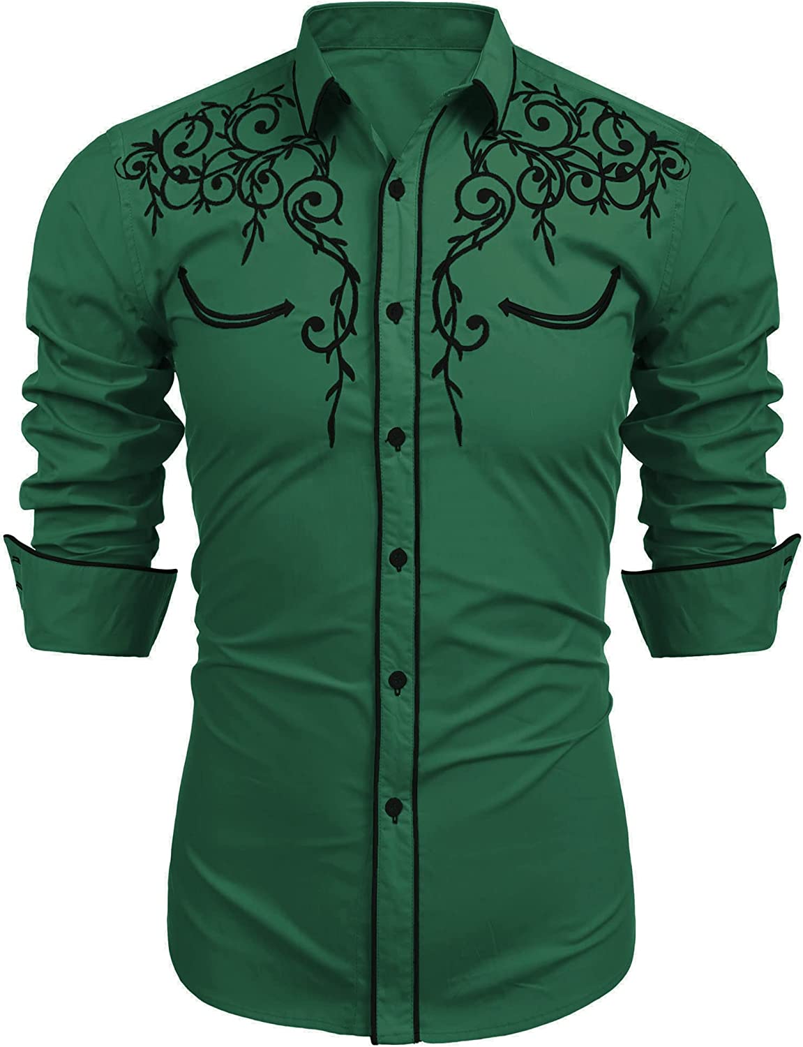 Camisa bordada de manga larga para hombre de COOFANDY, camisas informales de corte entallado con botones