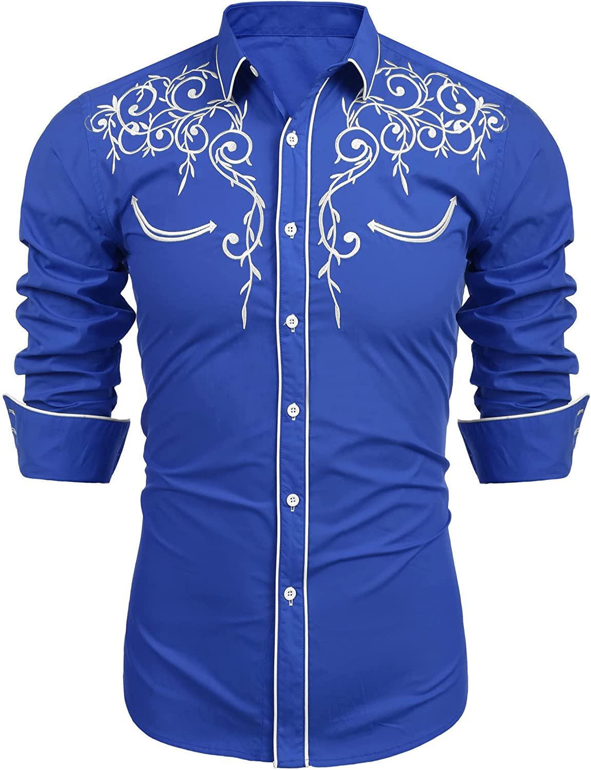 Camisa bordada de manga larga para hombre de COOFANDY, camisas informales de corte entallado con botones