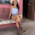 Botas con lazo rosa para concienciar sobre el cáncer de mama para mujeres