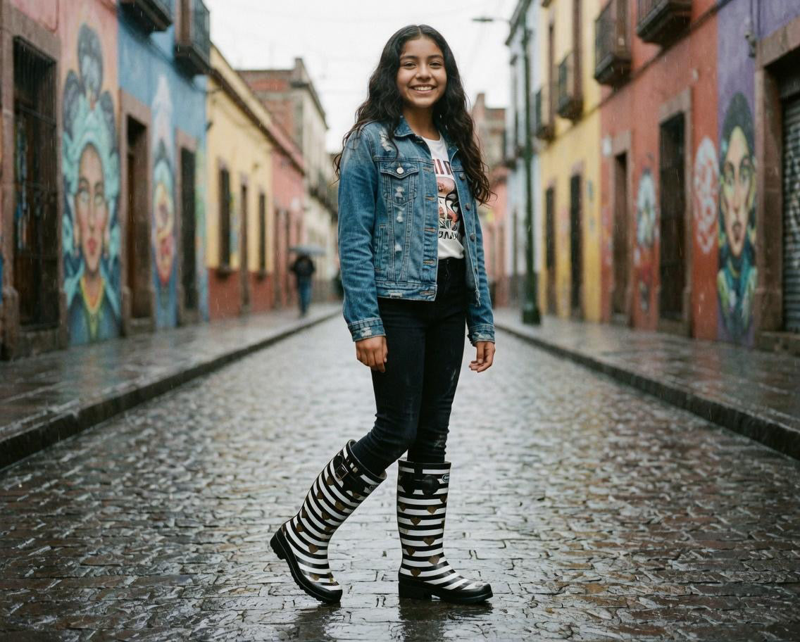Botas de lluvia para mujer K Komforme con suela antideslizante, impermeables y con patrones de moda