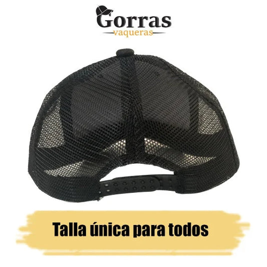 Gorra de Mexico Hat, Adjustable Unisex, Charro Style, Polyester/Acrylic, Embroidered Snake Skin Design in Black