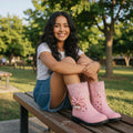 Botas de invierno de piel con cremallera lateral, lazo y encaje impermeables para niña DADAWEN (niña pequeña/niña grande)