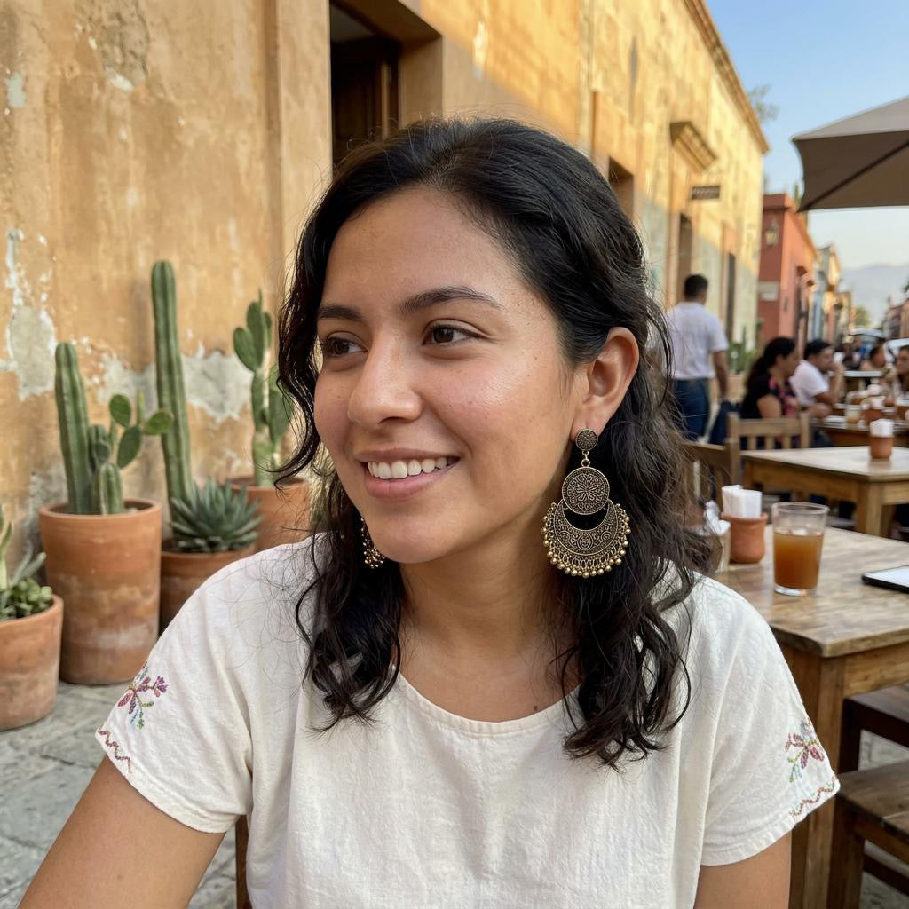Gold Mexico Gypsy Earrings, Gold, One Size