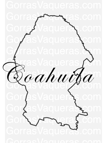 Coahuila state outline with cursive text, SVG/PDF/EPS/PNG digital file graphic