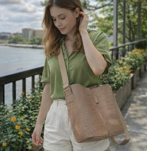 Bolso bandolera de lujo de piel de cocodrilo para mujer 