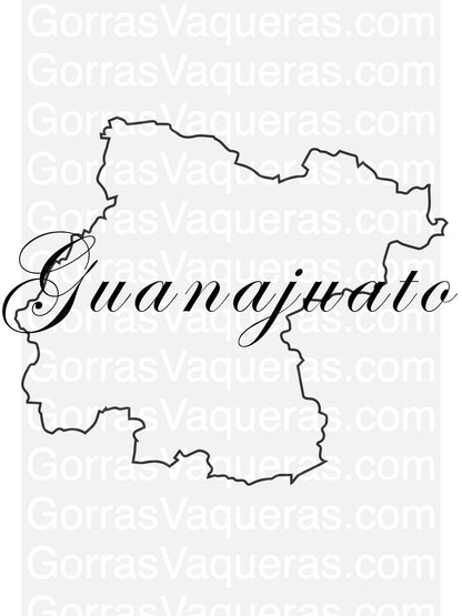 Guanajuato state outline SVG graphic with cursive title