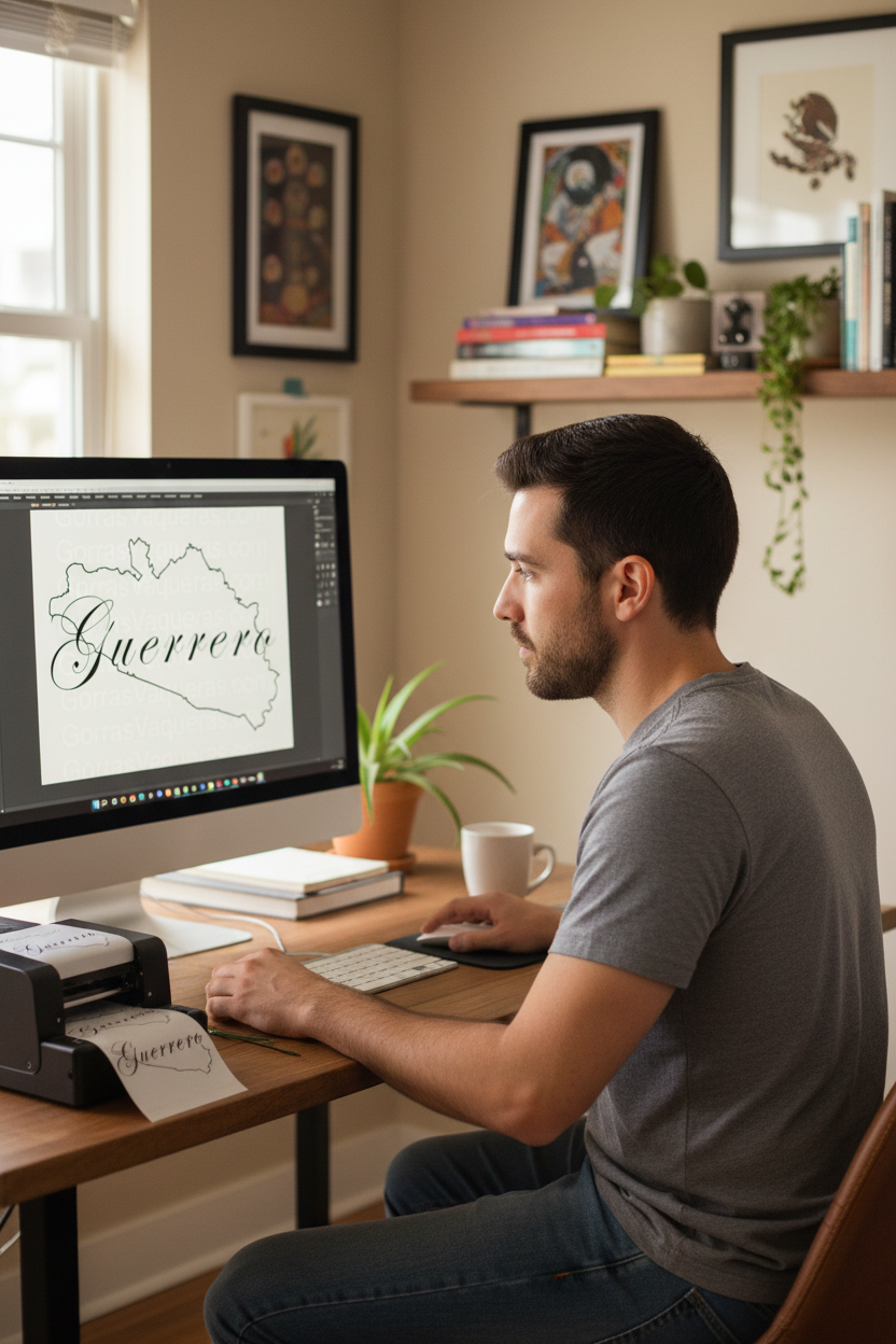 A stylized vector illustration of the state of Guerrero, Mexico, with the name 'Guerrero' written across the design.