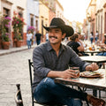Queue Essentials Western Style Pinch Front Straw Canvas Cowboy Cowgirl Straw Hat , Canvas Black, One Size, Sand, One Size