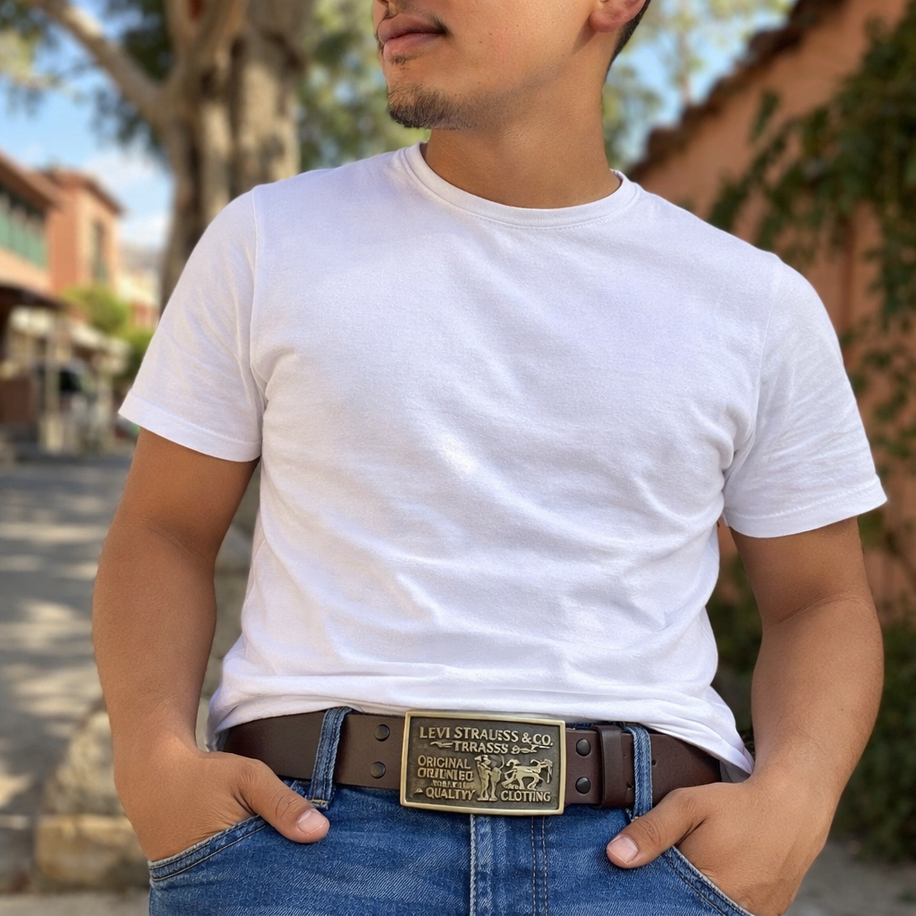 Levi's Men's Leather Belt with Stylish Plaque Buckle, Black Snap, 30-32