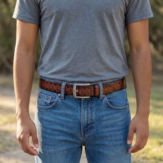 HREECOW Designer Belts Men High Quality Male Belt Genuine Leather, Brown, 41