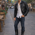 Botas clásicas de vaquero estilo rodeo con punta redonda bordada y duraderas para hombre de Canyon Trails