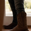 Wolverine Men's Rancher 10" Square Toe Soft Toe Work Boot, 9.5 X Wide, Dark Brown