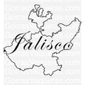 A stylized outline of the state of Jalisco, Mexico, with the name 'Jalisco' written across the shape, intended as a digital file for use in various formats such as SVG, PDF, EPS, and PNG.