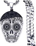 Cadena de acero inoxidable con calavera y huesos mexicanos