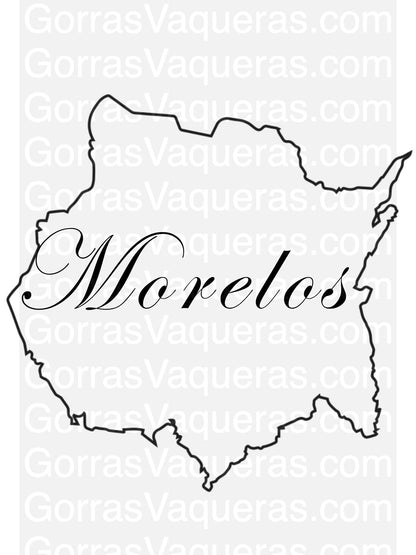 Morelos digital SVG design with cursive "Morelos" over an outlined state map