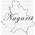 A stylized text 'Nayarit' over a silhouette of a map, intended as a digital design file.
