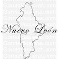 A stylized outline of the Nuevo Leon state from Mexico, with the name 'Nuevo León' written across the image.