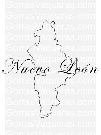 Nuevo Leon map SVG digital artwork with cursive lettering, white background