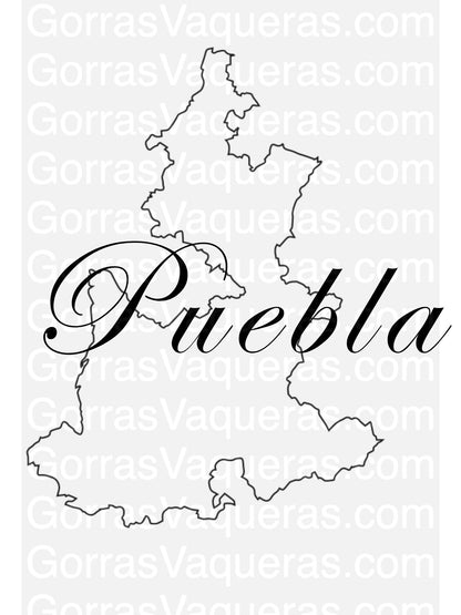 Puebla map SVG digital artwork with decorative script lettering