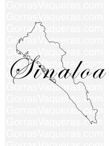 Sinaloa map outline with cursive Sinaloa word graphic, SVG/PDF/EPS/PNG instant download