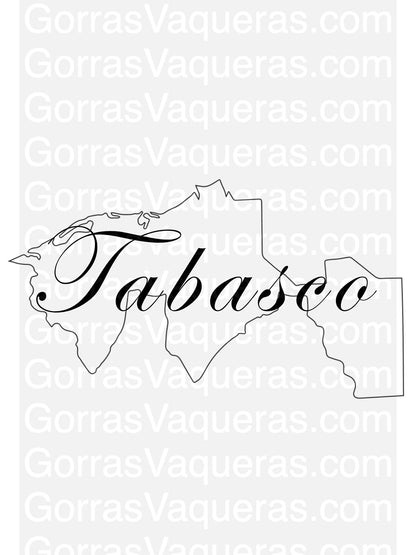 Tabasco script logo over state outline, digital print design for sublimation and crafts