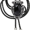 HUABOLA CALYN Black Bolo Tie for Men, Native American Western Cowboy Bolo Tie