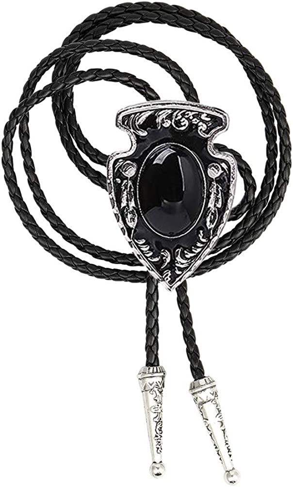 HUABOLA CALYN Black Bolo Tie for Men, Native American Western Cowboy Bolo Tie