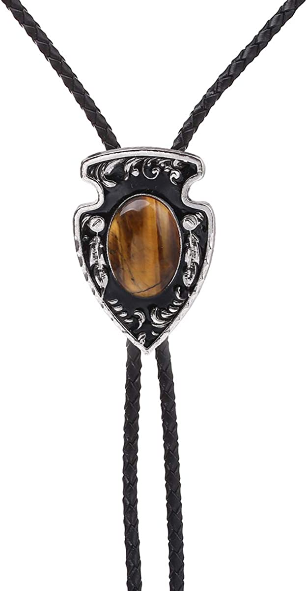 HUABOLA CALYN Black Bolo Tie for Men, Native American Western Cowboy Bolo Tie