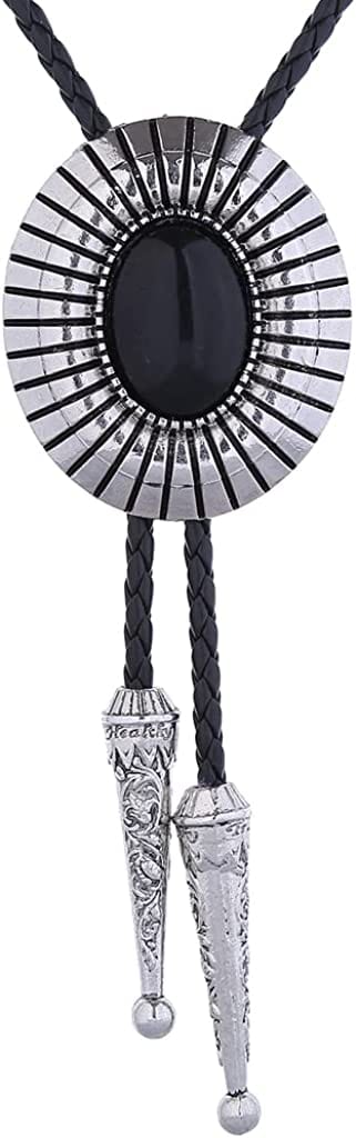 HUABOLA CALYN Black Bolo Tie for Men, Native American Western Cowboy Bolo Tie