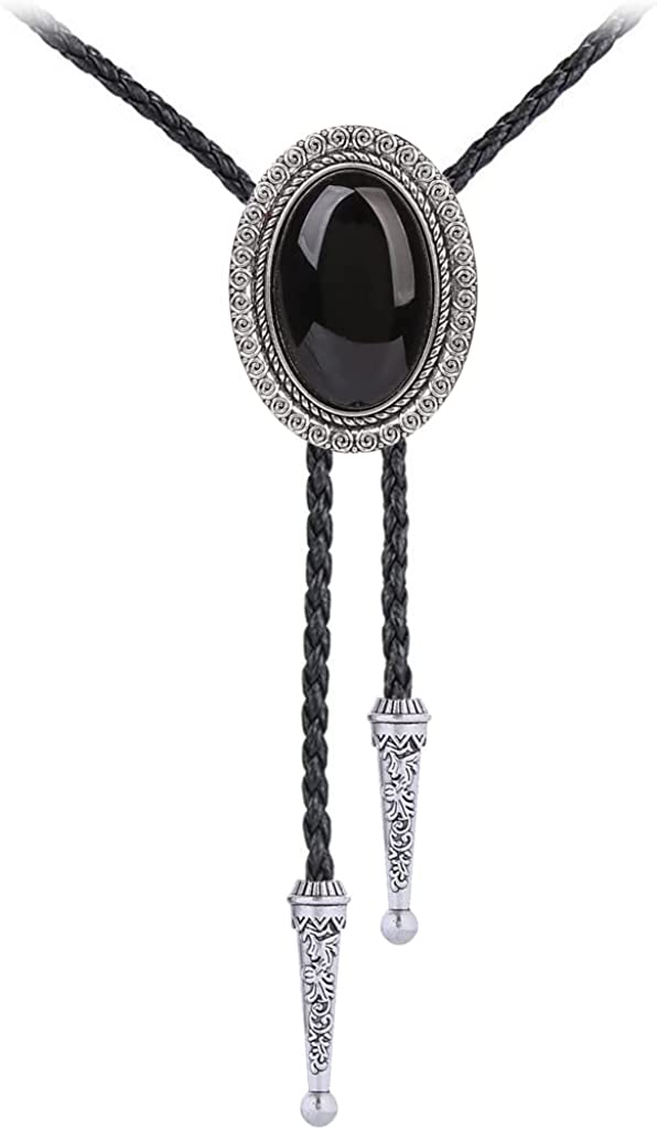 HUABOLA CALYN Black Bolo Tie for Men, Native American Western Cowboy Bolo Tie