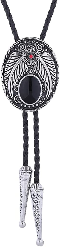 HUABOLA CALYN Handmade Black Round Bolo Tie – Western Cowboy Style