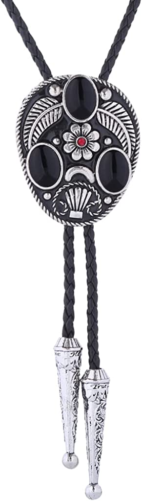 HUABOLA CALYN Handmade Black Round Bolo Tie – Western Cowboy Style