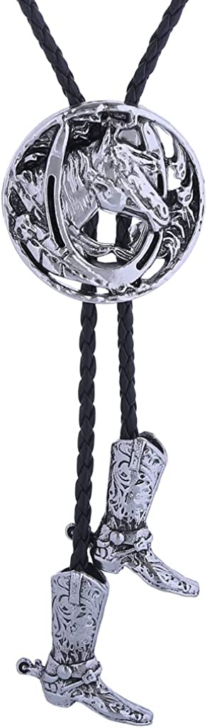 Corbata de bolo con sombrero de vaquero 3D estilo occidental de HUABOLA CALYN: corbata de bolo con botas de caballero de vaquero vintage a la moda para hombre 