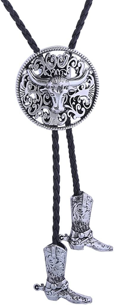 Corbata de bolo con sombrero de vaquero 3D estilo occidental de HUABOLA CALYN: corbata de bolo con botas de caballero de vaquero vintage a la moda para hombre 