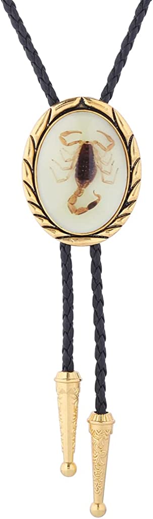 HUABOLA CALYN Bolo tie for Men  Unique Luminous Stone Native American White 3D Scorpion Animal Bolo ties Handmade