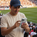 An iPhone case featuring the Club Deportivo Toluca logo in a transparent design with a white and red emblem centered on the back.