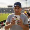An iPhone case featuring the Club Santos Laguna logo in green, white, and black on a clear background.
