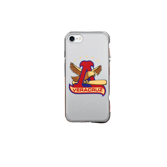 A clear phone case featuring the official Veracruz soccer team logo, displayed on a silver smartphone against a plain white background.