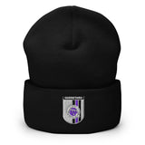 Black Queretaro beanie with a logo on a white background