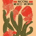 Mexico Cactus Flower Vintage Poster