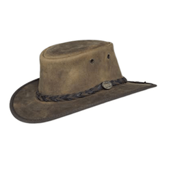 Barmah Hats Foldaway Bronco Leather Hat   Item 1060