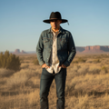 Brixton Men's Field Wide Brim Felt Fedora Hat in black with a leather strap and metal Brixton B shield.