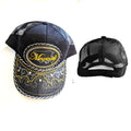 An adjustable black Mexicali hat with embroidered snake skin design and the word 'Mexicali' written across the front.