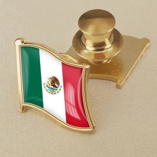 Bandera del mapa de México y pines nacionales