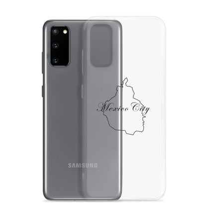 Clear Samsung Galaxy S20 case with Mexico City outline graphic on back