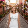 A white unisex muscle shirt with the text 'Michoacan' printed on the front.