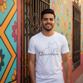 A person wearing a white, short-sleeved unisex T-shirt with the text 'Queretaro' printed on the front.