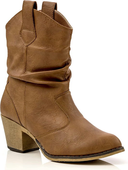Bota vaquera desgastada moderna con lengüetas para levantar para mujer de Charles Albert 