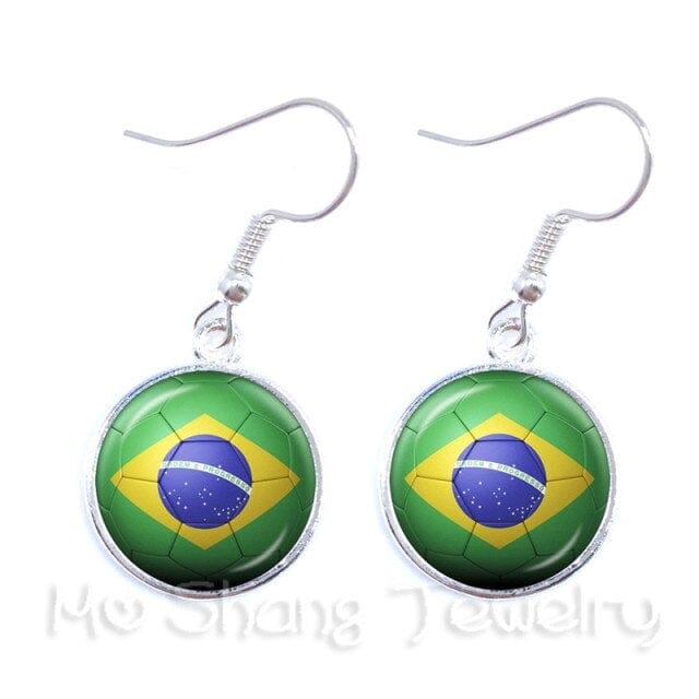 Flag Glass Cabochon Earrings